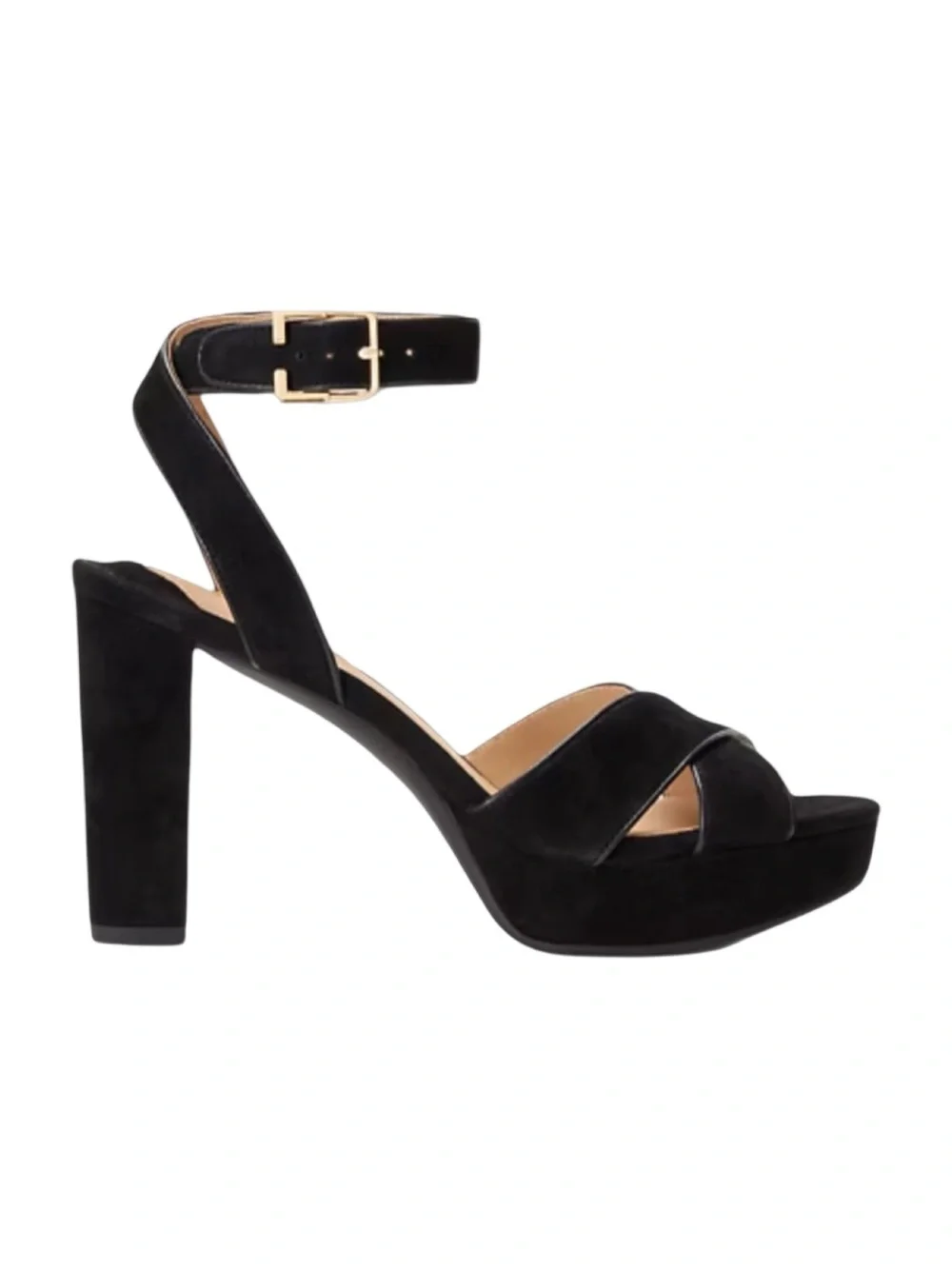 Lauren Ralph Lauren Sasha Black Suede Leather Platform Sandal Size 10 New